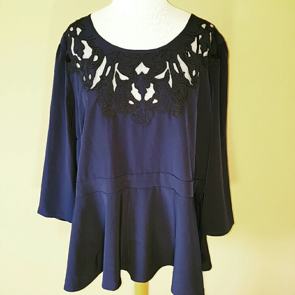 Plus Size Navy Peplum Top